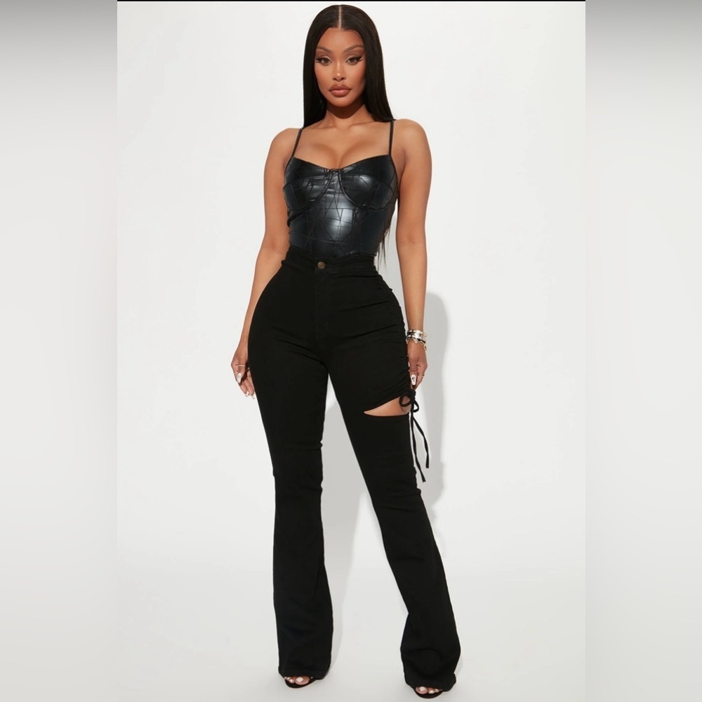 Fashion nova black ripped jeans plus size